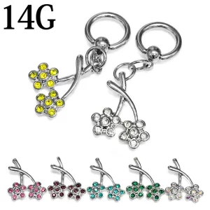 ツインフラワーチャーム付きキャプティブリング